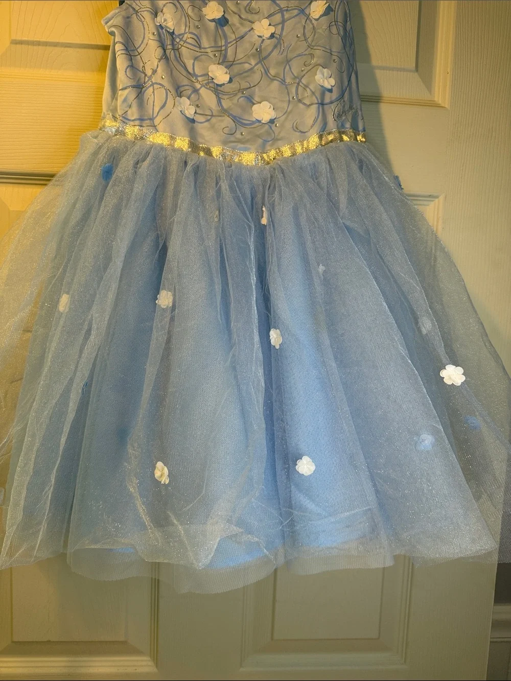 Disney Jumping Beans Princess Dress Girls Size 7 Blue Tulle Floral Cinderella
